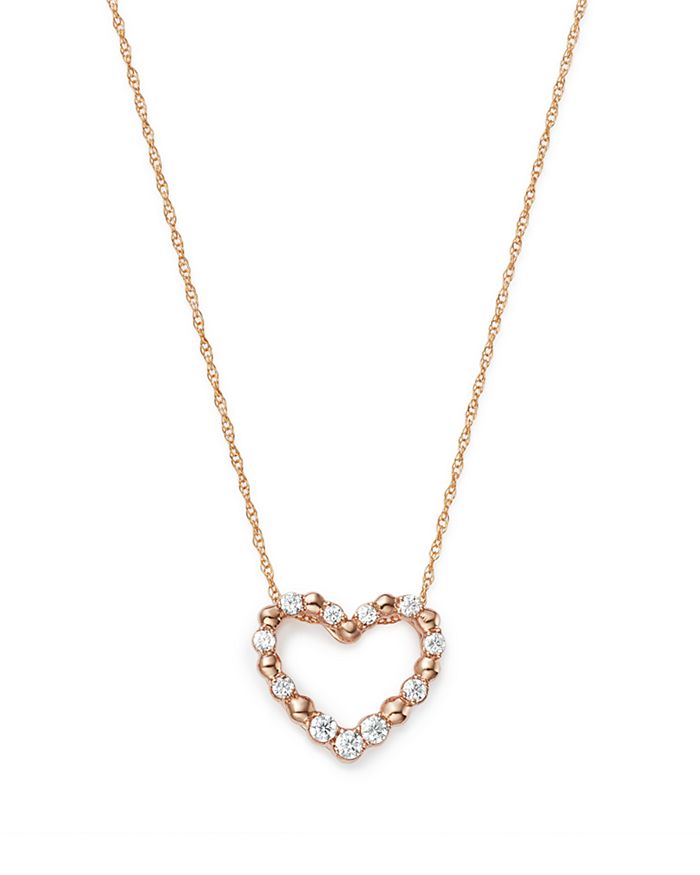 Bloomingdale's Diamond Heart Pendant Necklace In 14k Rose Gold, 0.20 Ct. T.w. - 100% Exclusive In White/rose