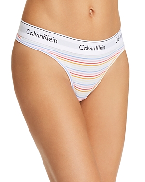 Calvin Klein Pride Modern Cotton Thong F3786 In Multi/white
