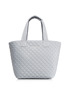 Mz Wallace Medium Metro Tote - White In Dove Gray/silver