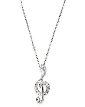 Bloomingdale's - Diamond Music Note Pendant Necklace in 14K White Gold, 0.075 ct. t.w. - 100% Exclusive 
