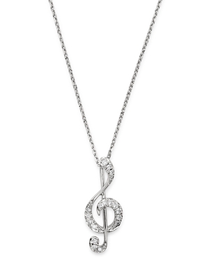 Bloomingdale's Diamond Music Note Pendant Necklace in 14K White Gold, 0.075 ct. t.w. - 100% Exclusiv