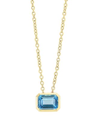 emerald cut blue topaz pendant