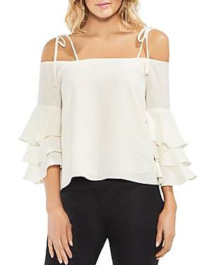 VINCE CAMUTO TIERED RUFFLE-SLEEVE TOP,9138081