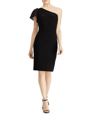 ralph lauren black one shoulder dress