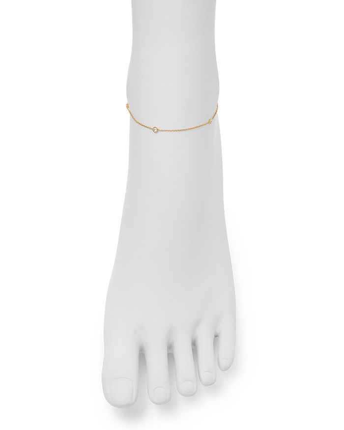 Shop Bloomingdale's Diamond Bezel Ankle Bracelet In 14k Yellow Gold, 0.20 Ct. T.w. - 100% Exclusive In White/gold