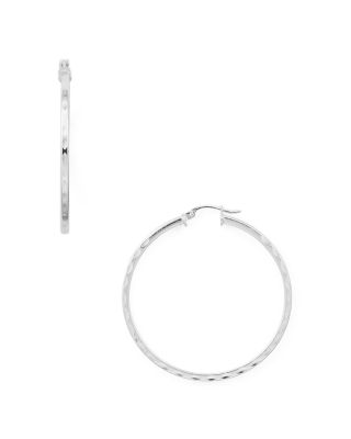 AQUA - Dimpled Sterling Silver Hoop Earrings - Exclusive