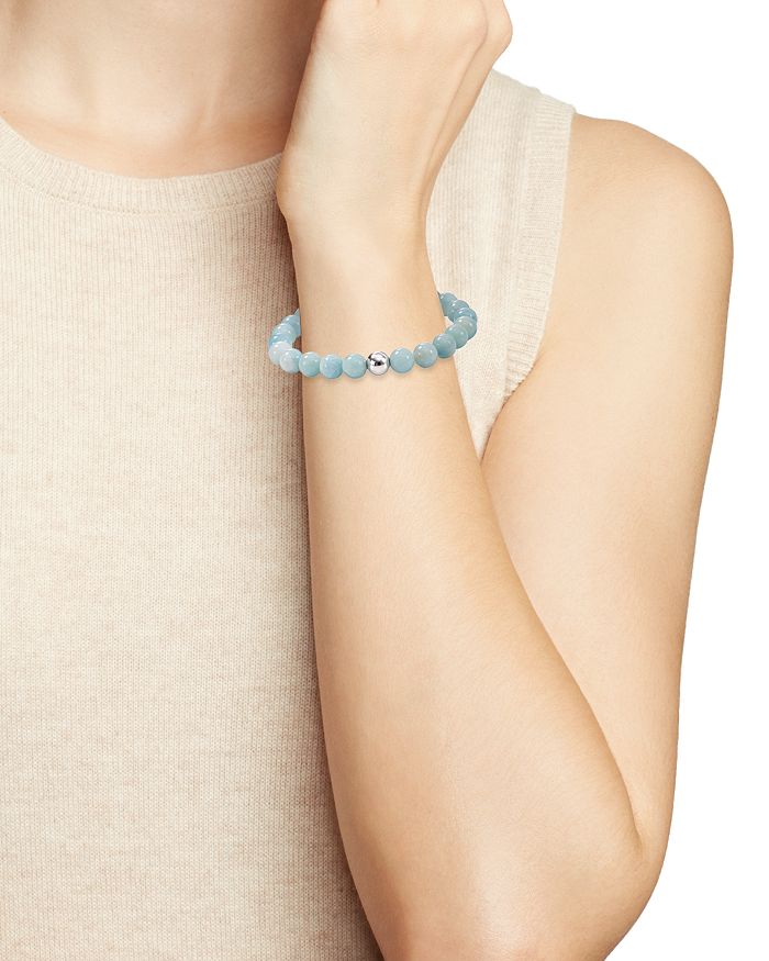 Shop Aqua Sterling Silver & Stone Beaded Stretch Bracelet - 100% Exclusive In Amazonite/silver