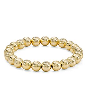 ARATLENCH Gold Beaded Bracelet for Women 14 K Gold Plated Ball Beads Bracelet Stack Stretch String Friendship Bracelet Mens Classic Bold Gold Color
