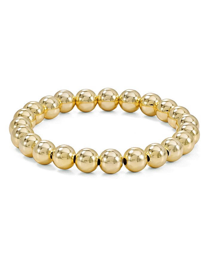 AQUA Beaded Stretch Bracelet in 18K Gold-Plated Sterling Silver or ...