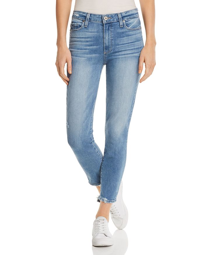PAIGE Hoxton High Rise Cropped Raw Hem Skinny Jeans in Atterberry ...