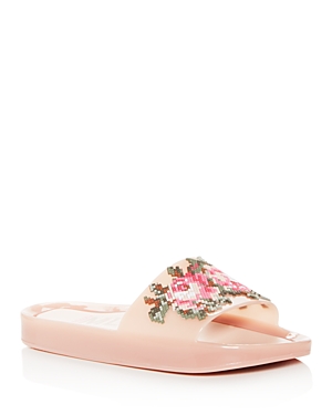 Melissa Women's Floral Pool Slide Sandals In Pink/green