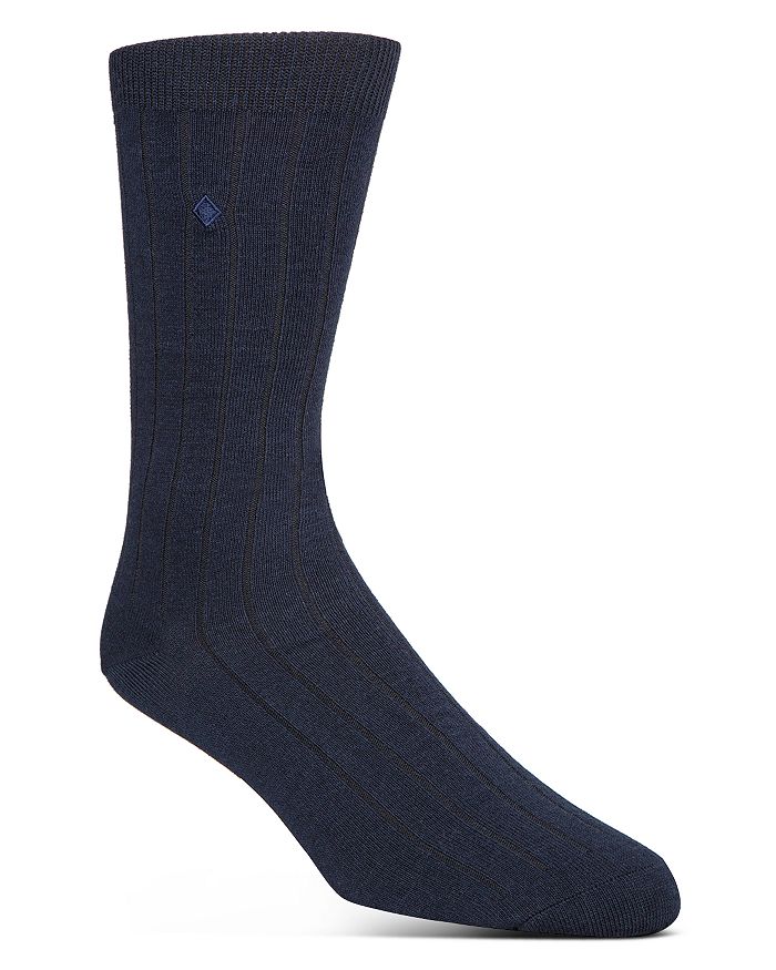 Shop Cole Haan Ribbed Dress Socks In Navy