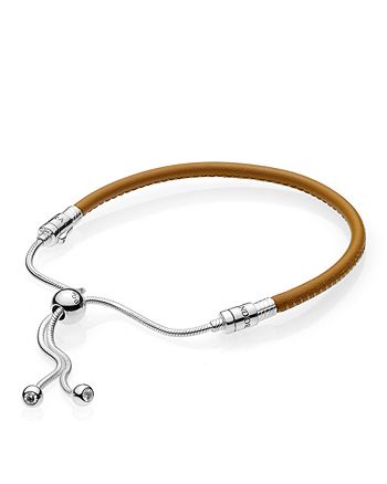 Pandora tan leather bracelet clearance