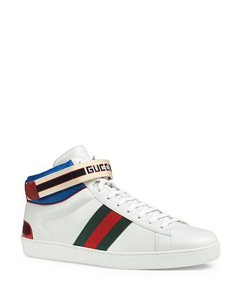 Gucci Men's Stripe Leather High-Top Sneakers | Bloomingdale's