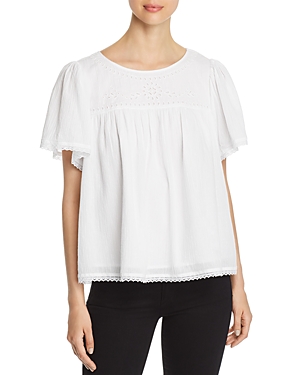 BEACHLUNCHLOUNGE BEACHLUNCHLOUNGE EYELET GAUZE PEASANT TOP,L5D98A