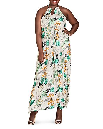 City Chic Plus Sleeveless Floral Print Maxi Dress | Bloomingdale's