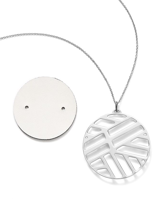 Les Georgettes - Ruban Round Pendant Necklace in Black/White, 30"