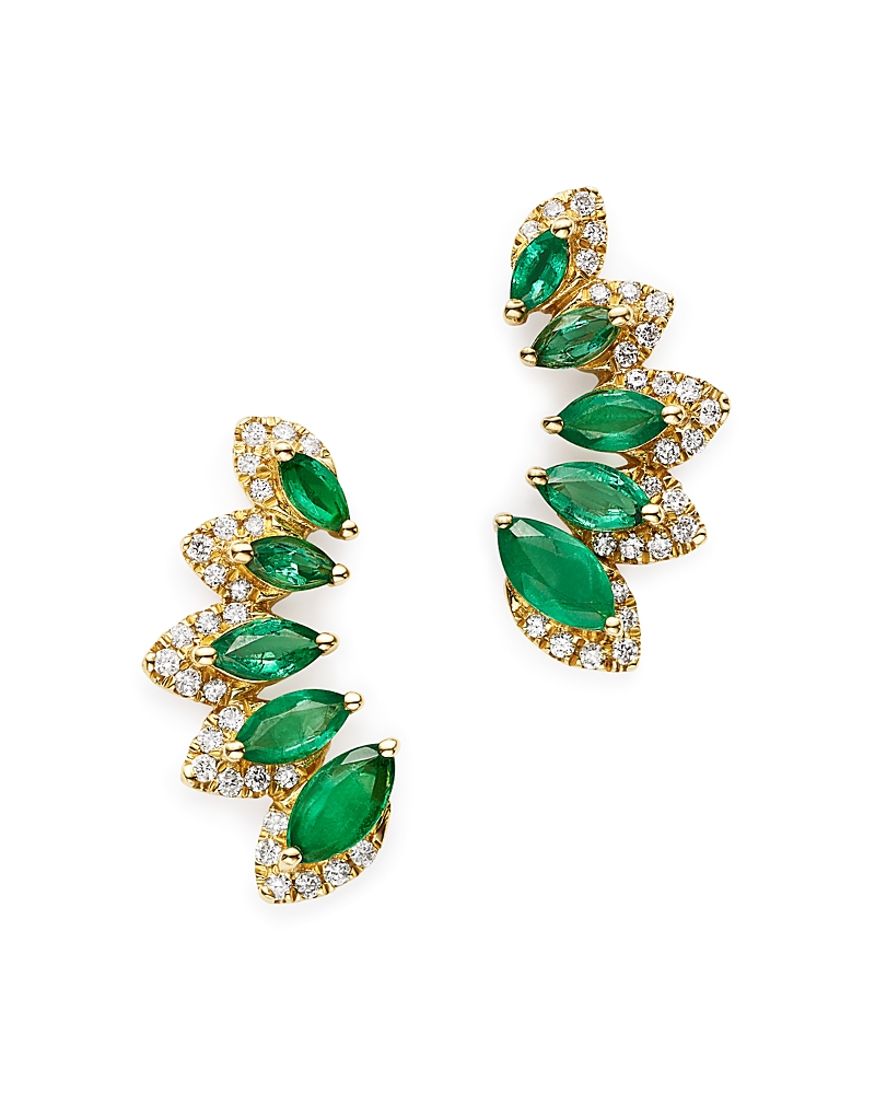 Bloomingdale's Fine Collection Emerald & Diamond Climber Earrings in 14K Yellow Gold