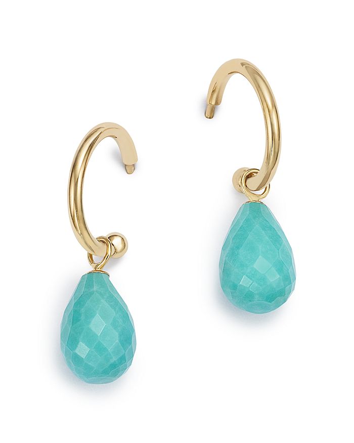 Bloomingdale's - Turquoise Briolette Hoop Drop Earrings in 14K Yellow Gold - 100% Exclusive