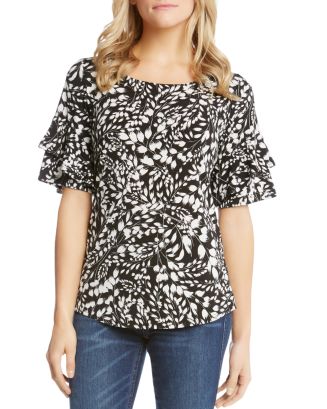 Karen Kane Women's Ruffle Sleeve Top Red Size Large