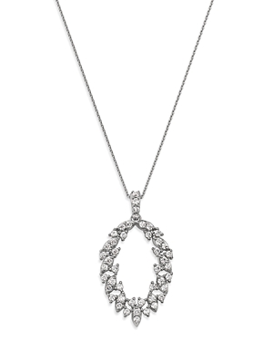 BLOOMINGDALE'S DIAMOND OVAL PENDANT NECKLACE IN 14K WHITE GOLD, 0.50 CT. T.W. - 100% EXCLUSIVE,P18254