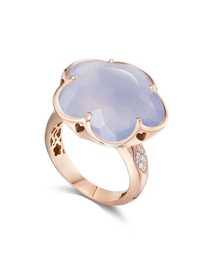 Pasquale Bruni Women's Bon Ton 18k Rose Gold, Light Blue Chalcedony & Diamond Ring In Blue/rose Gold