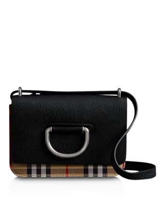 Burberry Mini D-Ring Crimson & Stone Leather Shoulder Handbag