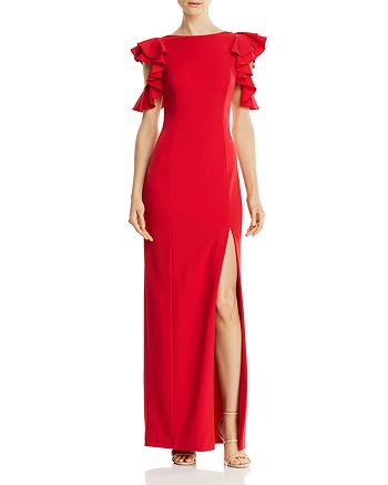 Aidan by Aidan Mattox Ruffled Cold-Shoulder Gown | Bloomingdale's