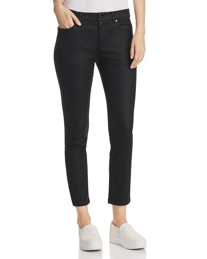 Eileen Fisher Coated Slim Ankle Jeans in Black | Bloomingdale's