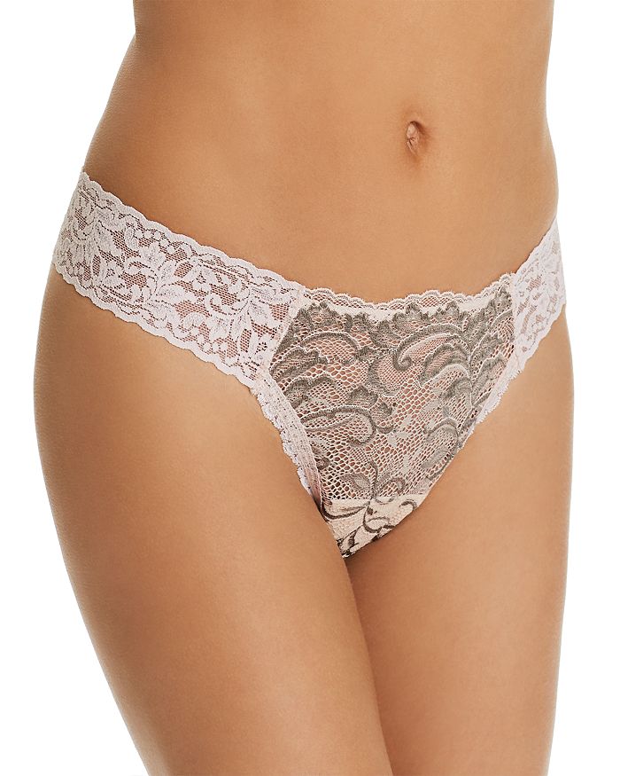Hanky Panky Regency Original Rise Diamond Thong In Beige/slate
