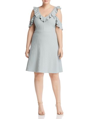 Lost Ink Plus Lost Ink Cold-Shoulder Ribbed-Knit Dress | Bloomingdale's