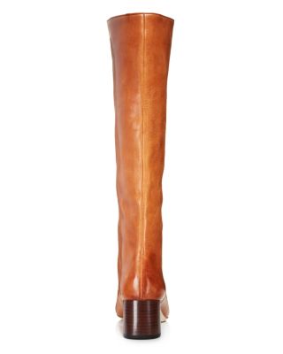 Women's Gia Pointed Toe Knee-High Leather Mid-Heel Boots