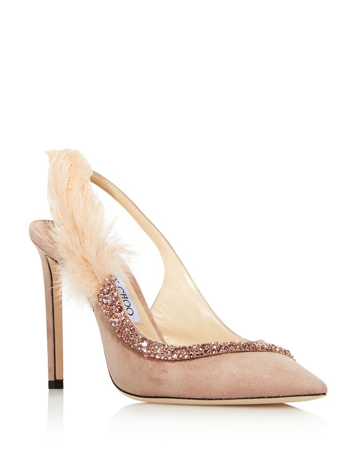Jimmy Choo Women s Tacey 100 Embellished Suede Slingback Pumps