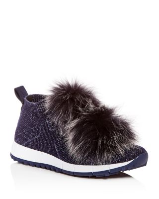 Norway Fox Fur Pom-Pom Slip-On Sneakers 