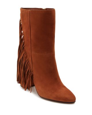 Dolce Vita - Women's Short Fringe Almond Toe Suede High-Heel Boots