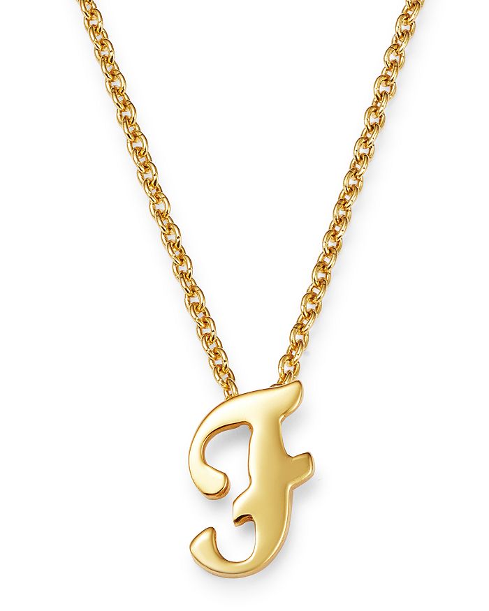 Roberto Coin 18k Yellow Gold Cursive Initial Necklace, 16 In F/gold