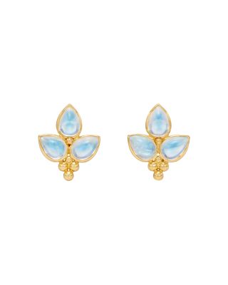 Temple St. Clair - 18K Yellow Gold Foglia Trio Blue Moonstone Earrings