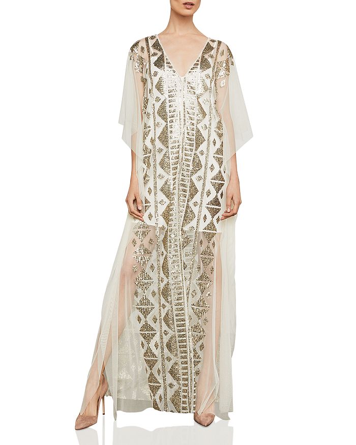 BCBGMAXAZRIA Sequined Tulle Caftan Dress | Bloomingdale's