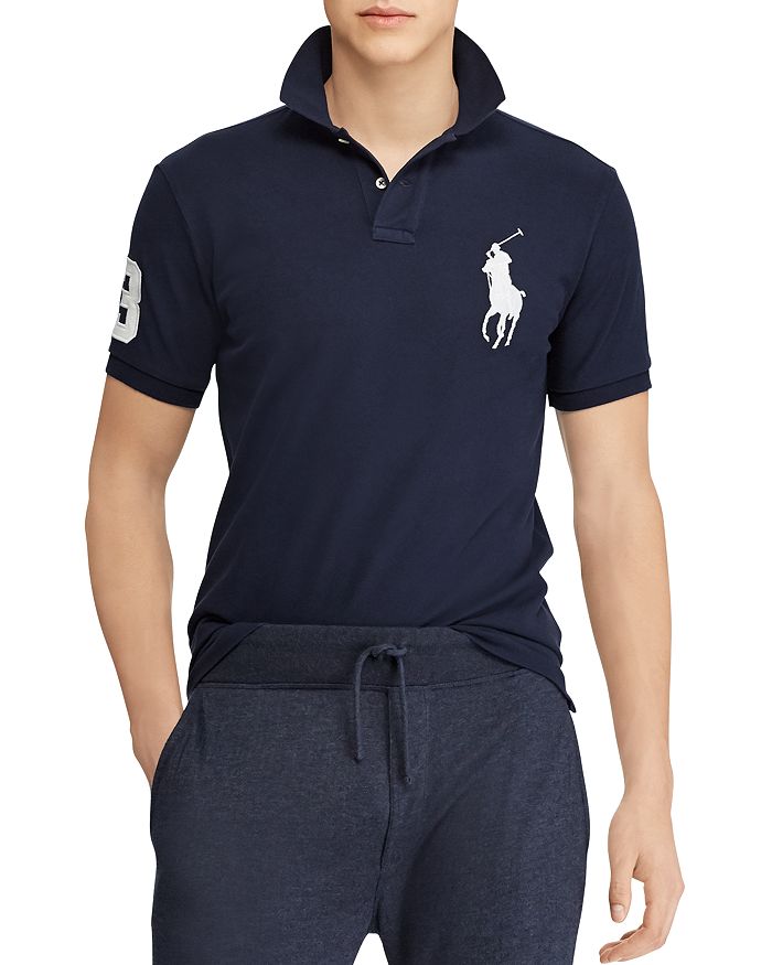 Polo Ralph Lauren Big Pony Custom Slim Fit Mesh Polo Shirt In Navy