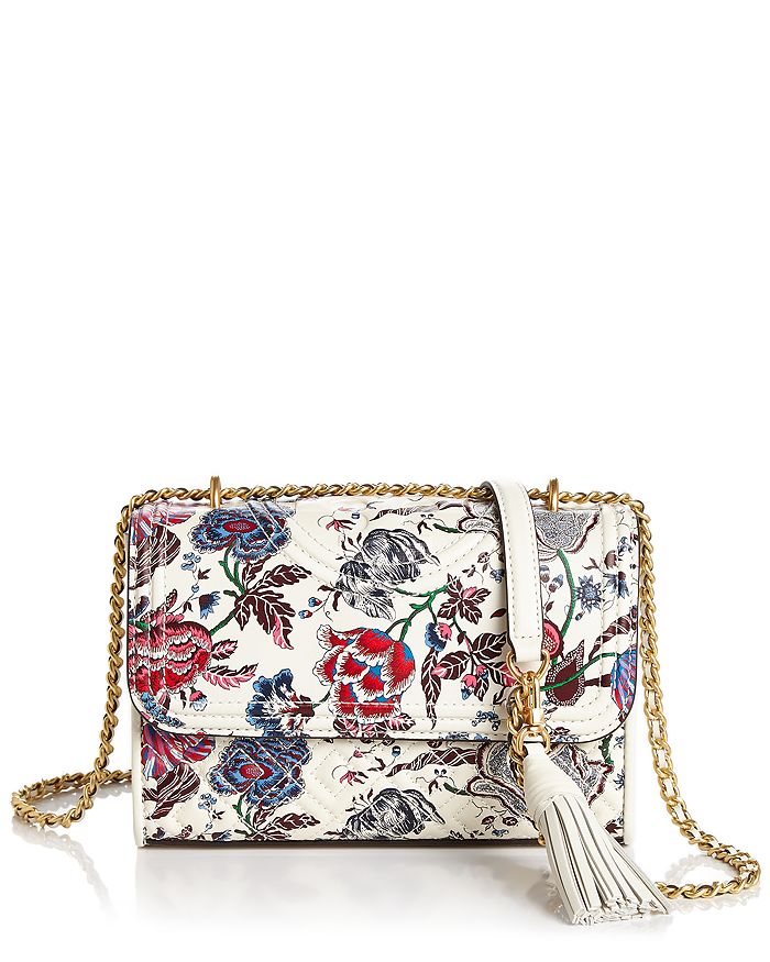 Tory Burch Fleming Small Convertible Floral Leather Shoulder Bag ...