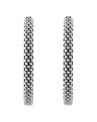 Sterling Silver Signature Caviar Hoop Earrings