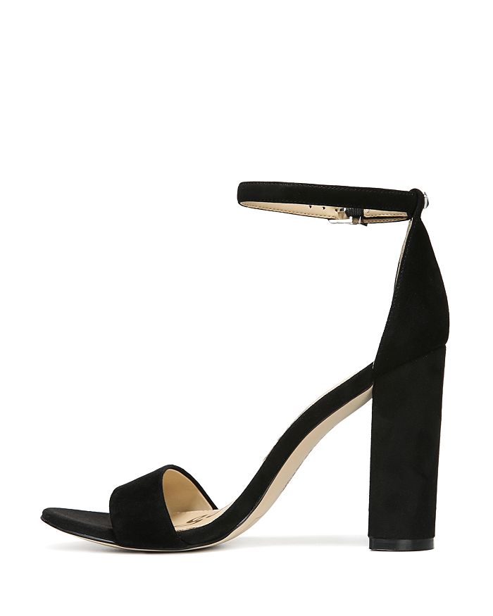 Shop Sam Edelman Yaro Ankle Strap Block Heel Sandals In Black Suede