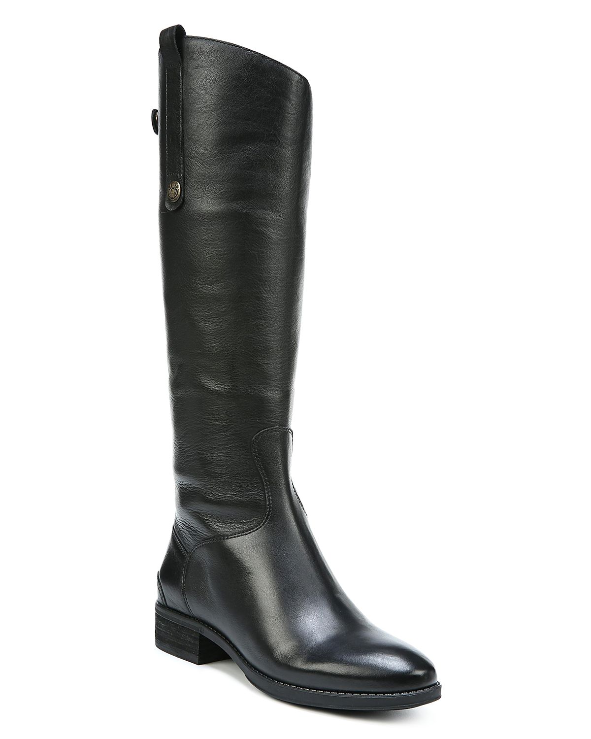 Sam Edelman Women's Wide Calf Penny Round Toe Leather Low-Heel Riding Boots