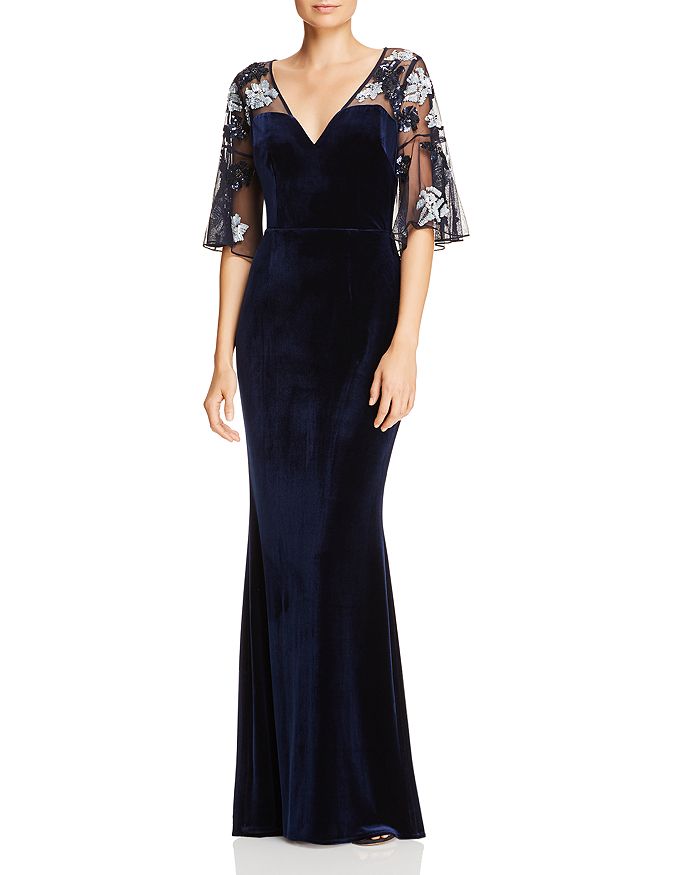 Aidan mattox beaded mesh gown online
