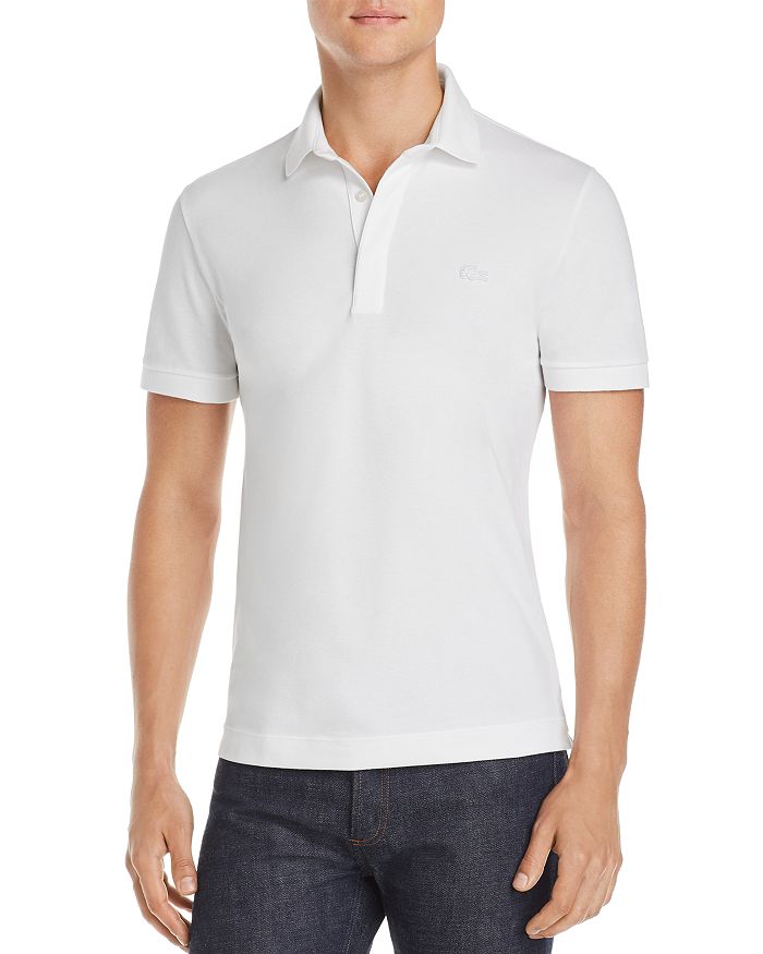 Shop Lacoste Stretch Cotton Paris Regular Fit Polo Shirt In White