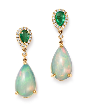 Bloomingdale's Ethiopian Opal, Emerald & Diamond Teardrop Drop Earrings in 14K Yellow Gold - 100% Ex