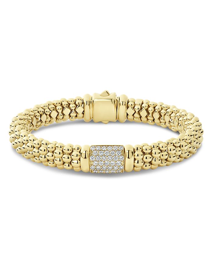 Lagos 18k Yellow Gold Caviar Gold Pave Diamond Bracelet In White/gold