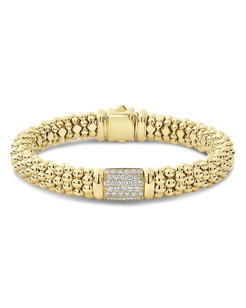 Lagos 18K Yellow Gold Caviar Gold Pave Diamond Bracelet
