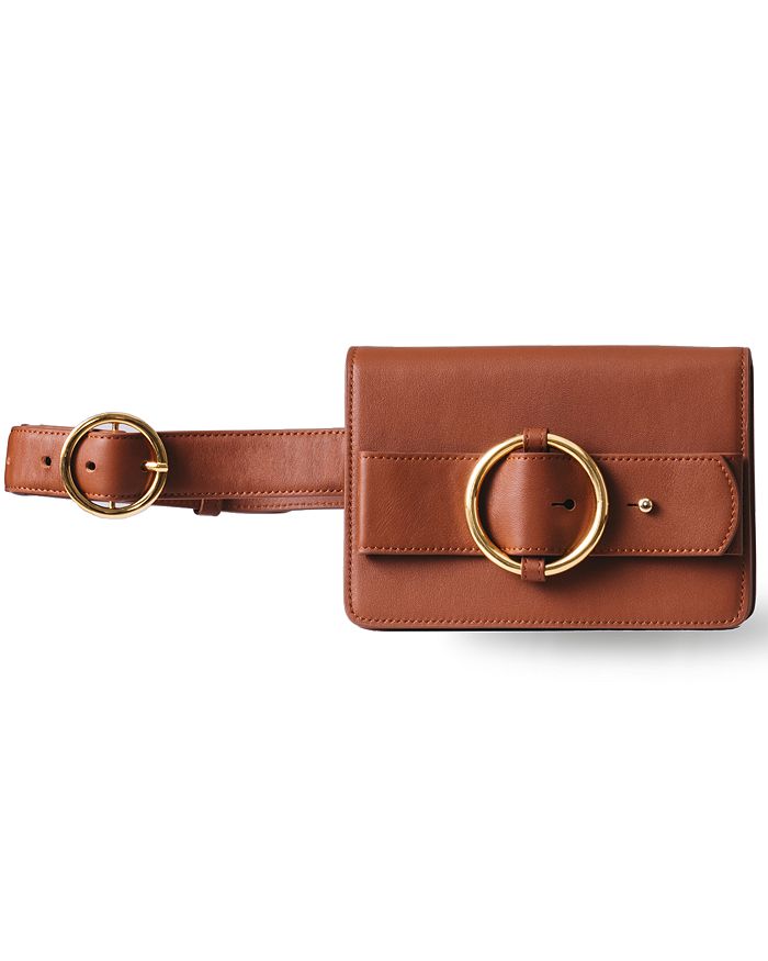 Parisa Wang Allured Small Leather Belt Bag In Brown/gold