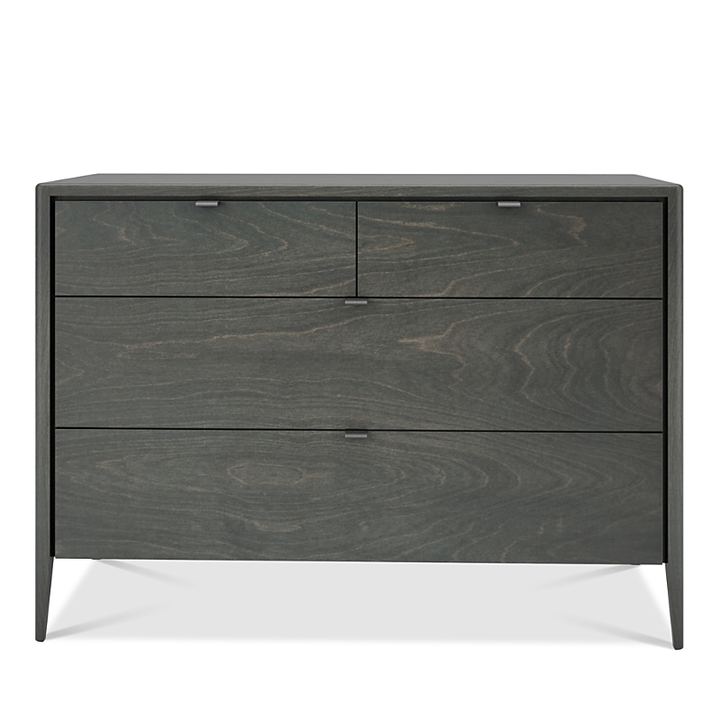 Huppe Edmond 4-drawer Chest In Blackened Birch/ Black Synthetic Leather